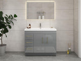 Arisa 42" Glossy Gray Freestanding Vanity With Single Acrylic Sink - MEBO Building Materials