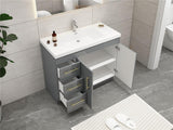 Arisa 42" Glossy Gray Freestanding Vanity With Single Acrylic Sink - MEBO Building Materials