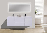 Moravia 60" Wall Mounted Modern Vanity With Double White Acrylic Sink - MEBO Building Materials