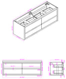 Loul 60" Double Floating Bathroom Vanity with Reinforced Acrylic Sink - MEBO Building Materials
