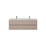 Loul 60" Double Floating Bathroom Vanity with Reinforced Acrylic Sink - MEBO Building Materials