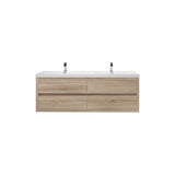 Loul 60" Double Floating Bathroom Vanity with Reinforced Acrylic Sink - MEBO Building Materials