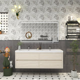 Loul 60" Double Floating Bathroom Vanity with Reinforced Acrylic Sink - MEBO Building Materials