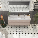 Loul 60" Double Floating Bathroom Vanity with Reinforced Acrylic Sink - MEBO Building Materials