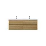 Loul 60" Double Floating Bathroom Vanity with Reinforced Acrylic Sink - MEBO Building Materials