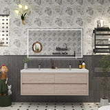 Loul 60" Double Floating Bathroom Vanity with Reinforced Acrylic Sink - MEBO Building Materials