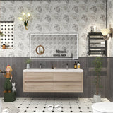 Loul 60" Double Floating Bathroom Vanity with Reinforced Acrylic Sink - MEBO Building Materials