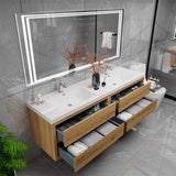 Loul 72" Double Floating Bathroom Vanity with Reinforced Acrylic Sink - MEBO Building Materials