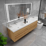 Loul 72" Double Floating Bathroom Vanity with Reinforced Acrylic Sink - MEBO Building Materials