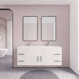 Arisa 60" Glossy White Wall Mounted Vanity with Double Acrylic Sink - MEBO Building Materials