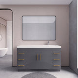 Arisa 60" Glossy Gray Freestanding Vanity With Single Right Acrylic sink - MEBO Building Materials