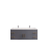 Arisa 60" Glossy Gray Wall Mounted Vanity with Double Acrylic Sink - MEBO Building Materials
