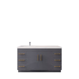 Arisa 60" Glossy Gray Freestanding Vanity With Single Left Acrylic sink - MEBO Building Materials