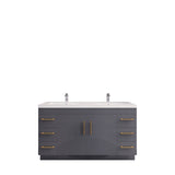 Arisa 60" Glossy Gray Freestanding Vanity With Double Acrylic sink - MEBO Building Materials