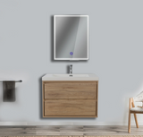 MOM 30" Wall Mounted Vanity with 2 Drawers and Acrylic Sink - Teak Oak - MEBO Building Materials