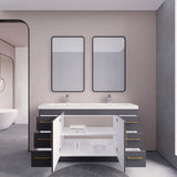 Arisa 60" Glossy Gray Freestanding Vanity With Double Acrylic sink - MEBO Building Materials