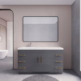 Arisa 60" Glossy Gray Freestanding Vanity With Single Left Acrylic sink - MEBO Building Materials