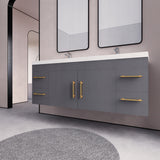 Arisa 60" Glossy Gray Wall Mounted Vanity with Double Acrylic Sink - MEBO Building Materials