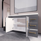 Arisa 60" Glossy Gray Freestanding Vanity With Single Left Acrylic sink - MEBO Building Materials