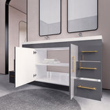 Arisa 60" Glossy Gray Freestanding Vanity With Double Acrylic sink - MEBO Building Materials