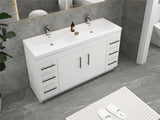 Arisa 60" Glossy White Freestanding Vanity With Single Acrylic sink - MEBO Building Materials