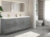 Arisa 72" Glossy Gray Freestanding Vanity With Double Acrylic sink - MEBO Building Materials