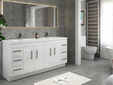 Arisa 72" Glossy White Freestanding Vanity With Double Acrylic sink - MEBO Building Materials