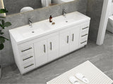 Arisa 72" Glossy White Freestanding Vanity With Double Acrylic sink - MEBO Building Materials