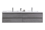 Moravia 84" Wall Mounted Modern Vanity With 4 Drawers and White Acrylic Double Sink - MEBO Building Materials