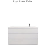 Moravia 60" Free Standing Modern Vanity With 6 Drawers and White Acrylic Single Right Side Sink - MEBO Building Materials