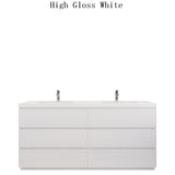 Moravia 72" Free Standing Modern Vanity With 6 Drawers and White Acrylic Double Sink - MEBO Building Materials