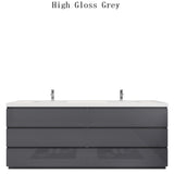 Moravia 84" Free Standing Modern Vanity With 6 Drawers and White Acrylic Double Sink - MEBO Building Materials
