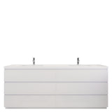 Moravia 84" Free Standing Modern Vanity With 6 Drawers and White Acrylic Double Sink - MEBO Building Materials
