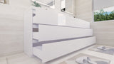 Moravia 84" Free Standing Modern Vanity With 6 Drawers and White Acrylic Double Sink - MEBO Building Materials