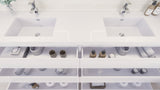 Moravia 84" Free Standing Modern Vanity With 6 Drawers and White Acrylic Double Sink - MEBO Building Materials