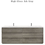 Moravia 84" Free Standing Modern Vanity With 6 Drawers and White Acrylic Double Sink - MEBO Building Materials