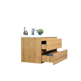 Moravia 36" Wall Mounted Modern Vanity With Single White Acrylic Double Sink - MEBO Building Materials