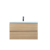 Moravia 36" Wall Mounted Modern Vanity With Single White Acrylic Double Sink - MEBO Building Materials