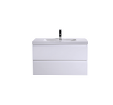 Moravia 36" Wall Mounted Modern Vanity With Single White Acrylic Double Sink - MEBO Building Materials