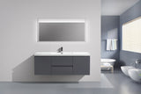 Moravia 60" Wall Mounted Modern Vanity With Single White Acrylic Sink - MEBO Building Materials