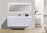 Moravia 60" Wall Mounted Modern Vanity With Single White Acrylic Sink - MEBO Building Materials