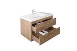 MOM 30" Wall Mounted Vanity with 2 Drawers and Acrylic Sink - Teak Oak - MEBO Building Materials