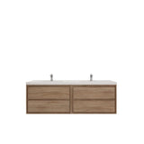 MOM 72" Wall Mounted Vanity with 4 Drawers and Acrylic Double Sink - Teak Oak - MEBO Building Materials