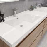 MOM 72" Wall Mounted Vanity with 4 Drawers and Acrylic Double Sink - Teak Oak - MEBO Building Materials