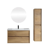 SLIM 42" White Oak Wall Mounted Vanity Reinforced Acrylic Sink - MEBO Building Materials