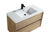 SLIM 42" White Oak Wall Mounted Vanity Reinforced Acrylic Sink - MEBO Building Materials