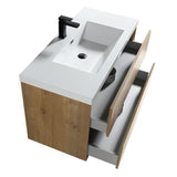 SLIM 42" White Oak Wall Mounted Vanity Reinforced Acrylic Sink - MEBO Building Materials