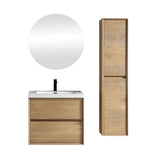 SLIM 24" White Oak Wall Mounted Vanity Reinforced Acrylic Sink - MEBO Building Materials