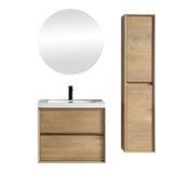 SLIM 30" White Oak Wall Mounted Vanity Reinforced Acrylic Sink - MEBO Building Materials