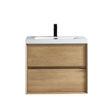 SLIM 30" White Oak Wall Mounted Vanity Reinforced Acrylic Sink - MEBO Building Materials